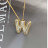 Wholesale Pendant Necklace Copper Gold Plated Zircon Chubby Balloon Bubble Letter Shape Fashion Simple