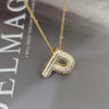 Wholesale Pendant Necklace Copper Gold Plated Zircon Chubby Balloon Bubble Letter Shape Fashion Simple