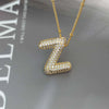 Wholesale Pendant Necklace Copper Gold Plated Zircon Chubby Balloon Bubble Letter Shape Fashion Simple