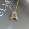 Wholesale Pendant Necklace Copper Gold Plated Zircon Chubby Balloon Bubble Letter Shape Fashion Simple