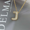 Wholesale Pendant Necklace Copper Gold Plated Zircon Chubby Balloon Bubble Letter Shape Fashion Simple