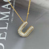 Wholesale Pendant Necklace Copper Gold Plated Zircon Chubby Balloon Bubble Letter Shape Fashion Simple