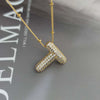 Wholesale Pendant Necklace Copper Gold Plated Zircon Chubby Balloon Bubble Letter Shape Fashion Simple