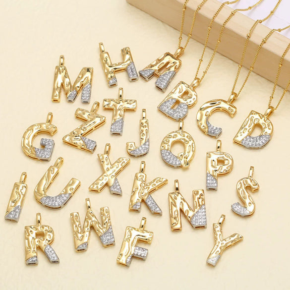 Wholesale Pendant Necklace Copper Goldplated With Letter Pattern Pearl Chain Minimalist Style Unisex