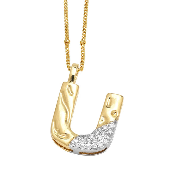 Wholesale Pendant Necklace Copper Goldplated With Letter Pattern Pearl Chain Minimalist Style Unisex