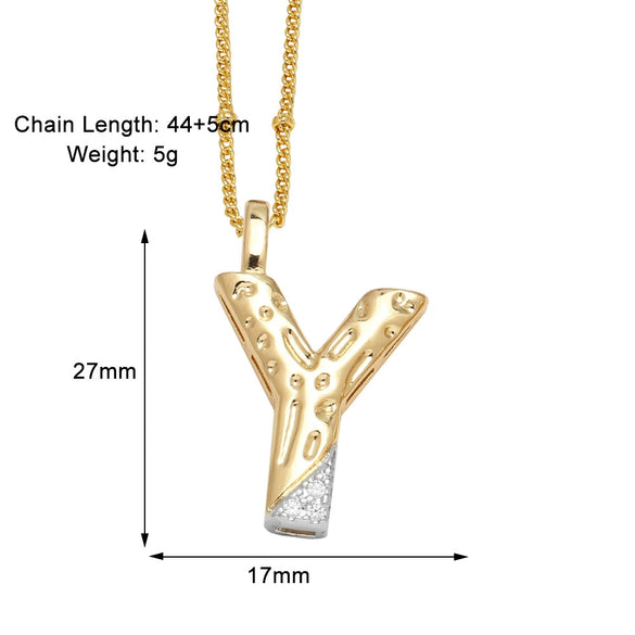 Wholesale Pendant Necklace Copper Goldplated With Letter Pattern Pearl Chain Minimalist Style Unisex