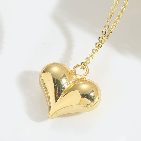 Wholesale Pendant Necklace Copper Heart Shape Electroplated Simple Style For Women