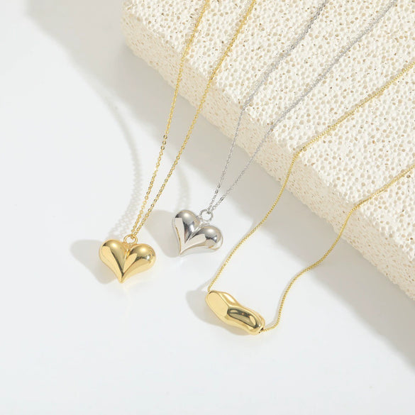 Wholesale Pendant Necklace Copper Heart Shape Electroplated Simple Style For Women