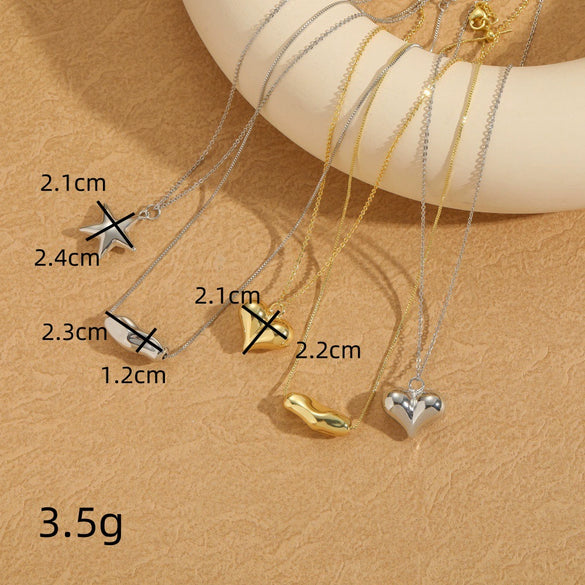 Wholesale Pendant Necklace Copper Heart Shape Electroplated Simple Style For Women