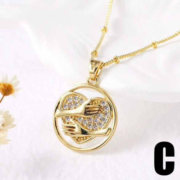 Wholesale Pendant Necklace Copper Heart Shape Electroplating Simple Style For Women