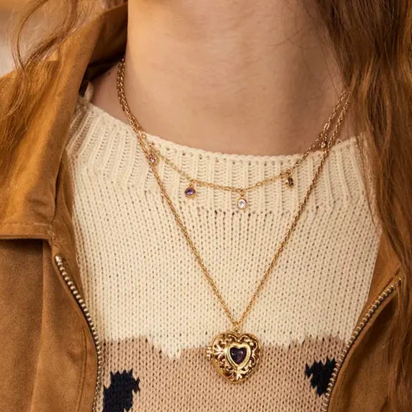 Wholesale Pendant Necklace Copper Heartshaped Vintage Electroplating Women