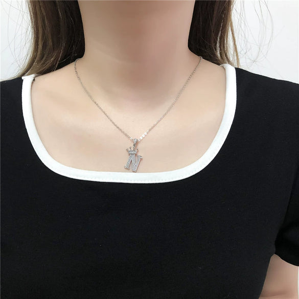 Wholesale Pendant Necklace Copper Inlaid Zircon Alloy With Micro Inlay English Letter Design Ochain