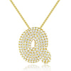Wholesale Pendant Necklace Copper Inlaid Zircon Light Luxury Style With Letter Pattern Electroplated