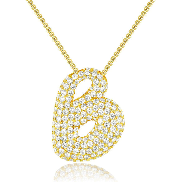 Wholesale Pendant Necklace Copper Inlaid Zircon Light Luxury Style With Letter Pattern Electroplated