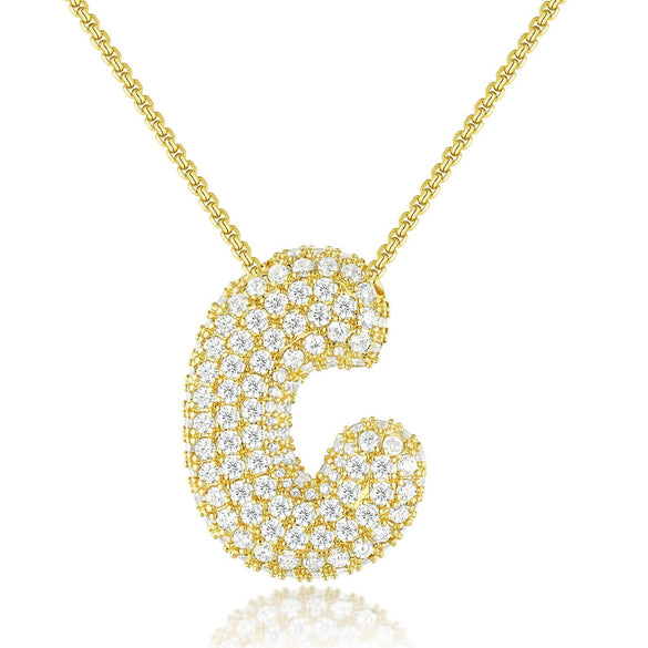 Wholesale Pendant Necklace Copper Inlaid Zircon Light Luxury Style With Letter Pattern Electroplated