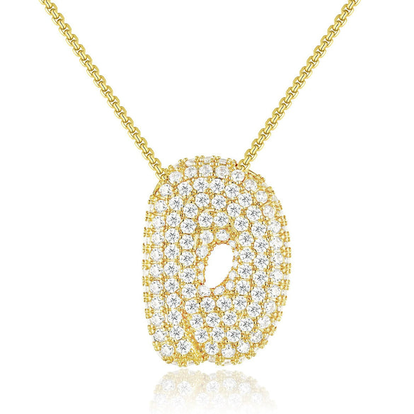 Wholesale Pendant Necklace Copper Inlaid Zircon Light Luxury Style With Letter Pattern Electroplated