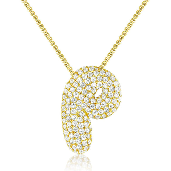 Wholesale Pendant Necklace Copper Inlaid Zircon Light Luxury Style With Letter Pattern Electroplated
