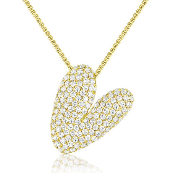 Wholesale Pendant Necklace Copper Inlaid Zircon Light Luxury Style With Letter Pattern Electroplated