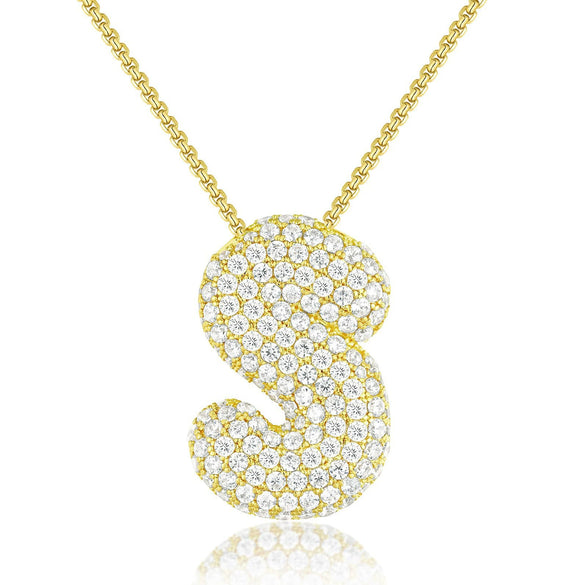 Wholesale Pendant Necklace Copper Inlaid Zircon Light Luxury Style With Letter Pattern Electroplated