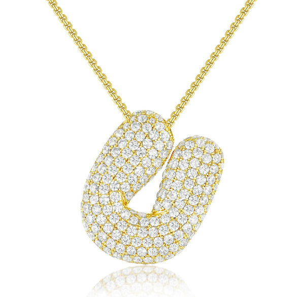 Wholesale Pendant Necklace Copper Inlaid Zircon Light Luxury Style With Letter Pattern Electroplated