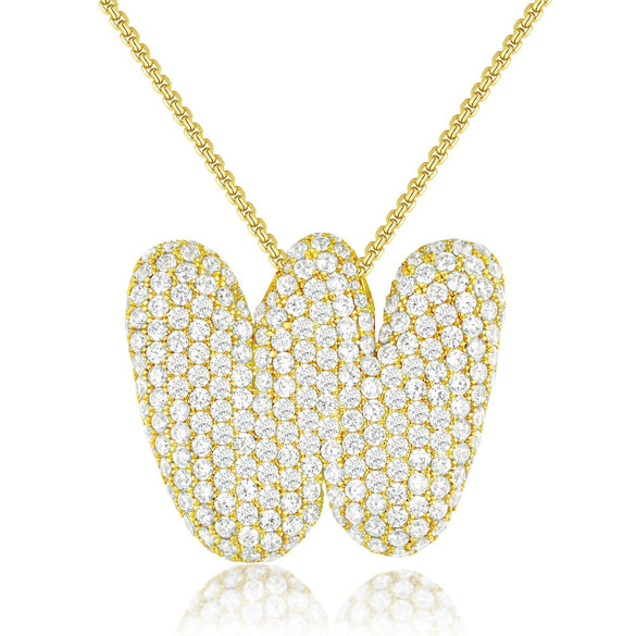 Wholesale Pendant Necklace Copper Inlaid Zircon Light Luxury Style With Letter Pattern Electroplated