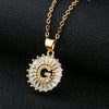 Wholesale Pendant Necklace Copper Inlaid Zircon Small Round With Letters Numbers Text Electroplated
