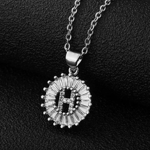 Wholesale Pendant Necklace Copper Inlaid Zircon Small Round With Letters Numbers Text Electroplated