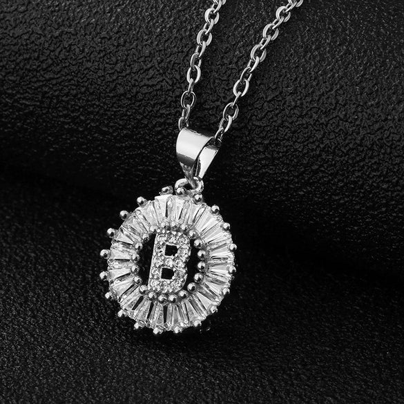 Wholesale Pendant Necklace Copper Inlaid Zircon Small Round With Letters Numbers Text Electroplated