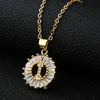 Wholesale Pendant Necklace Copper Inlaid Zircon Small Round With Letters Numbers Text Electroplated