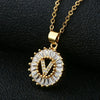 Wholesale Pendant Necklace Copper Inlaid Zircon Small Round With Letters Numbers Text Electroplated
