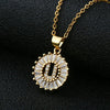 Wholesale Pendant Necklace Copper Inlaid Zircon Small Round With Letters Numbers Text Electroplated