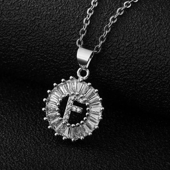 Wholesale Pendant Necklace Copper Inlaid Zircon Small Round With Letters Numbers Text Electroplated