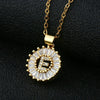 Wholesale Pendant Necklace Copper Inlaid Zircon Small Round With Letters Numbers Text Electroplated
