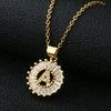Wholesale Pendant Necklace Copper Inlaid Zircon Small Round With Letters Numbers Text Electroplated