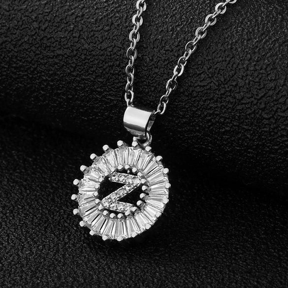 Wholesale Pendant Necklace Copper Inlaid Zircon Small Round With Letters Numbers Text Electroplated