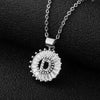Wholesale Pendant Necklace Copper Inlaid Zircon Small Round With Letters Numbers Text Electroplated