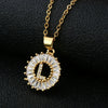 Wholesale Pendant Necklace Copper Inlaid Zircon Small Round With Letters Numbers Text Electroplated