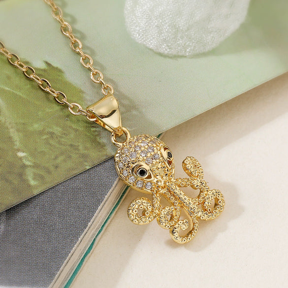 Wholesale Pendant Necklace Copper 18K Goldplated Geometric Octopus Design Simple Style For Women