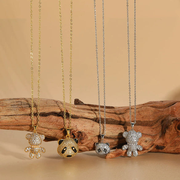 Wholesale Pendant Necklace Copper Mixed Gem Inlay Animal Zodiac Micro Inlay Ochain For Women