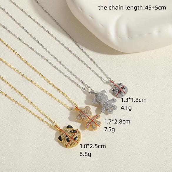 Wholesale Pendant Necklace Copper Mixed Gem Inlay Animal Zodiac Micro Inlay Ochain For Women