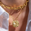 Wholesale Pendant Necklace Copper Mixed Gem Inlay Geometric Retro Style Electroplating