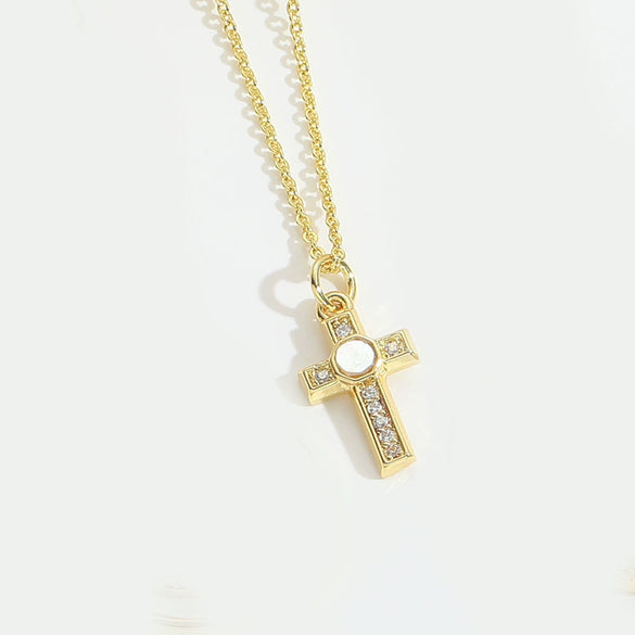 Wholesale Pendant Necklace Copper Mixed Gemstone Setting Animal Zodiac Cross Shape Electroplating For Unisex