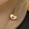 Wholesale Pendant Necklace Copper Plated 18K Gold Zircon Heart Geometric Simple Style For Women