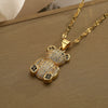 Wholesale Pendant Necklace Copper Plated Real Gold Zircon Bear Geometric Style For Female
