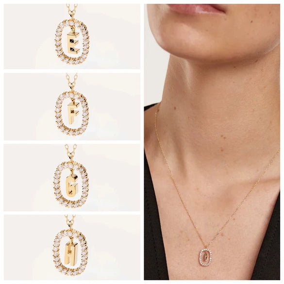 Wholesale Pendant Necklace Copper With Letters Numbers Text Pattern And Diamond Design For Women