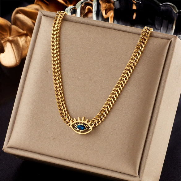 Wholesale Pendant Necklace Fashion Simple Double Layer Stacked Love Themed Titanium Steel With Diamond Embedded Square And Round Pearl Electroplated For Women