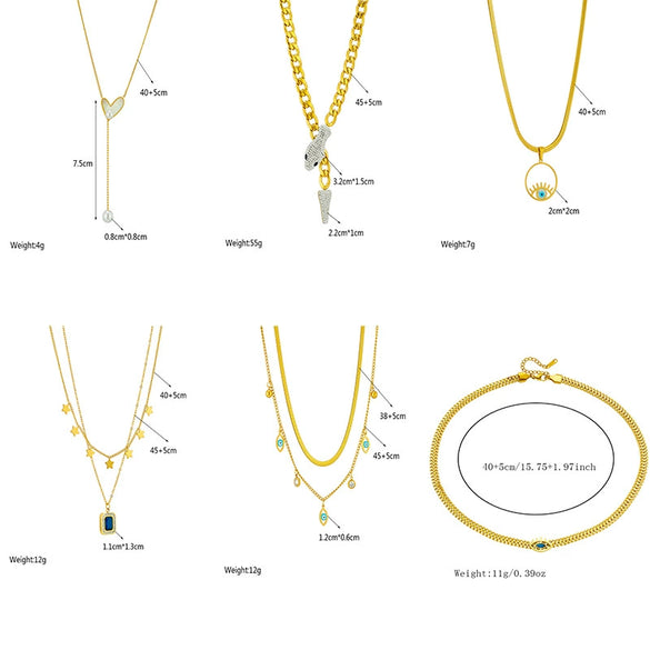 Wholesale Pendant Necklace Fashion Simple Double Layer Stacked Love Themed Titanium Steel With Diamond Embedded Square And Round Pearl Electroplated For Women