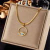 Wholesale Pendant Necklace Fashion Simple Double Layer Stacked Love Themed Titanium Steel With Diamond Embedded Square And Round Pearl Electroplated For Women