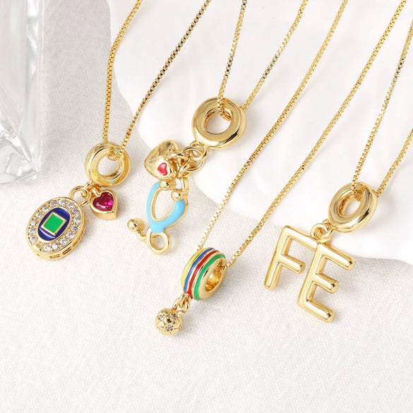 Wholesale Pendant Necklace Geometric Copper 18K Gold Plated Clavicle Chain Minimalist Style