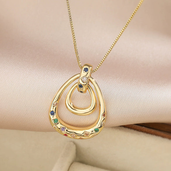 Wholesale Pendant Necklace Gold Plated Copper Geometric Style For Women